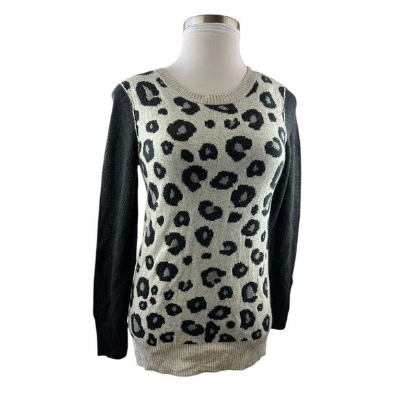 NWT Michael Stars Leopard Print Wool Cashmere Blend Sweater Women's Size XS / S - Picture 2 of 11